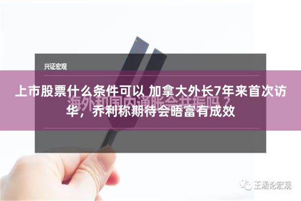 上市股票什么条件可以 加拿大外长7年来首次访华，乔利称期待会晤富有成效