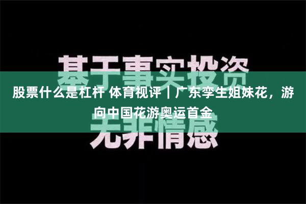 股票什么是杠杆 体育视评｜广东孪生姐妹花，游向中国花游奥运首金